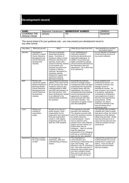 Development record - CIPD