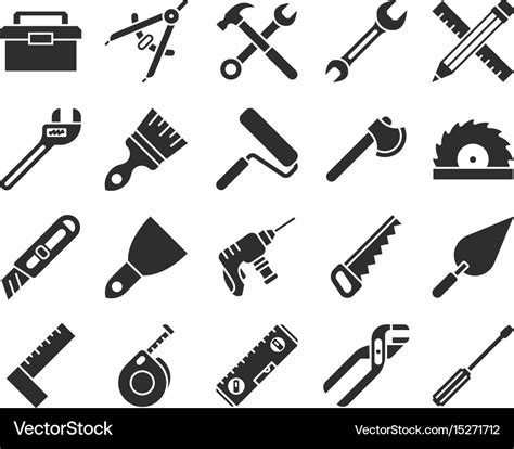 Construction and engineering tools silhouette Vector Image