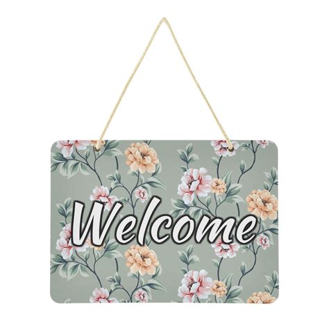 Welcome Door Sign Decoration 13.8" Rectangular Front Entrance Hanging ...