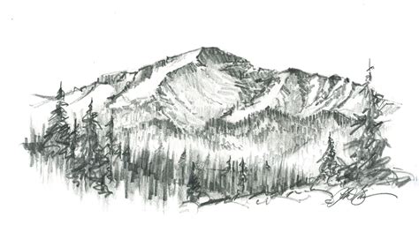 Mountain | Mountain drawing, Mountain sketch, Pencil drawings