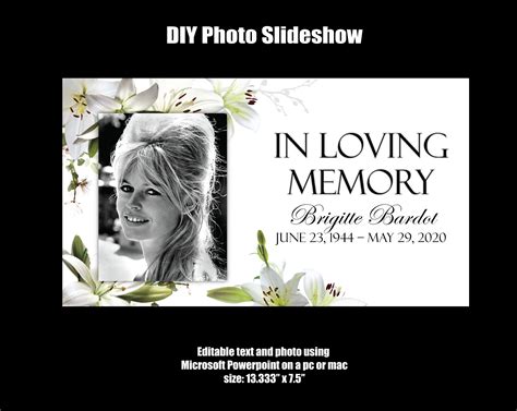 DIY Memorial Photo Slideshow Powerpoint White Lily Funeral - Etsy Canada