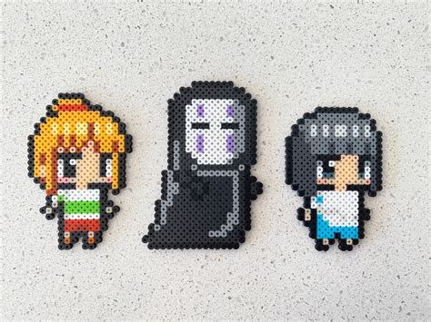 Spirited Away Characters Sen, Haku and No-face Pixel Perler Beads Art ...