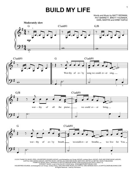 Build My Life by Housefires Sheet Music for Easy Piano at Sheet Music ...