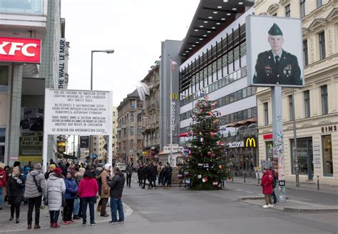 People Visit Famous Checkpoint Charlie in Berlin. during the Cold War it Was the Best Known ...