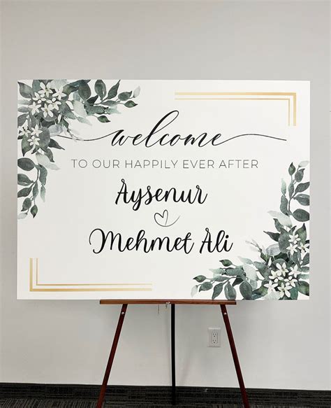 Green Floral + Gold Welcome Sign – Custom Boards Toronto