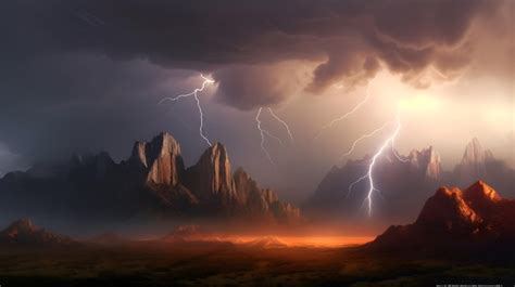 Premium Photo | Mountain lightning storm Desktop Wallpaper