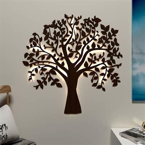 WallMantra - Glowing Tree Backlit wall Art / Night Light, Walnut Finish