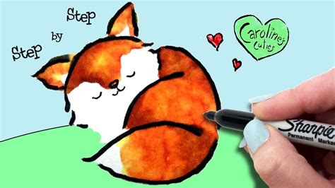 So Easy! How to Draw a Sleeping Fox Step by Step, Cute and Easy Fox ...