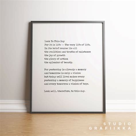 Look to This Day Poem Today Well Lived Poster UNFRAMED - Etsy UK