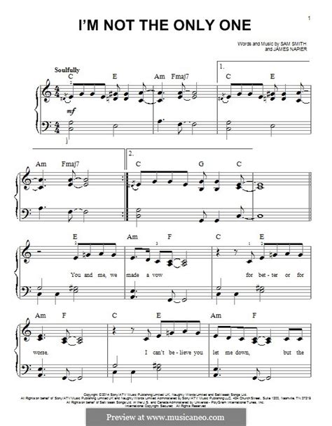 I'm not the Only One by Sam Smith, J. Napier - sheet music on MusicaNeo