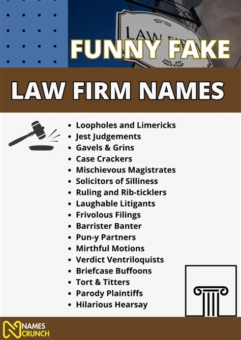 250+ Funny Law Firm Names! - Names Crunch