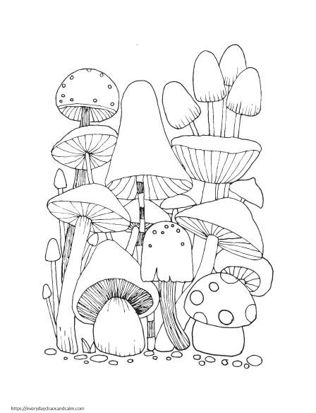 Mushroom Coloring Page Colored - Free Printable Templates