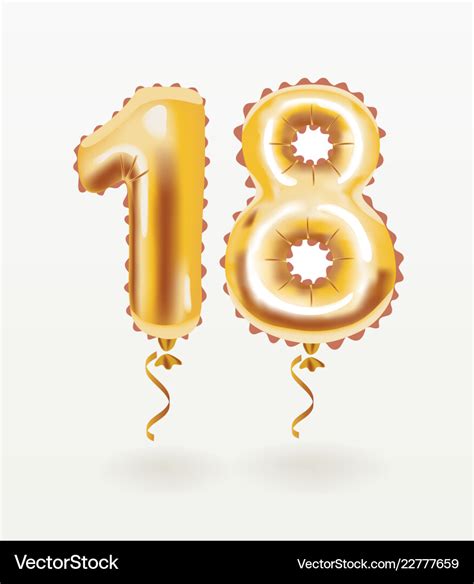 18th birthday celebration with gold balloons Vector Image