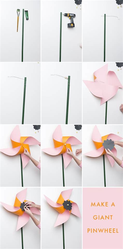 DIY giant flower pinwheel | Diy pinwheel, Diy crafts step by step, Diy crafts for girls