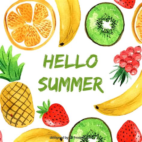 Great background with summer fruits Vector | Free Download