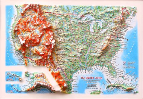 United States 3D Raised Relief Map - Gift size 12 inch x 9 inch