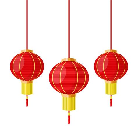 Chinese New Year lanterns, Traditional red paper lanterns, realistic ...