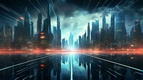 futuristic city skyline illuminated by night lights 32939274 Stock ...