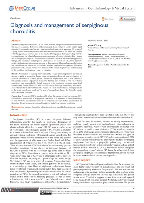 (PDF) Diagnosis and management of serpiginous choroiditis