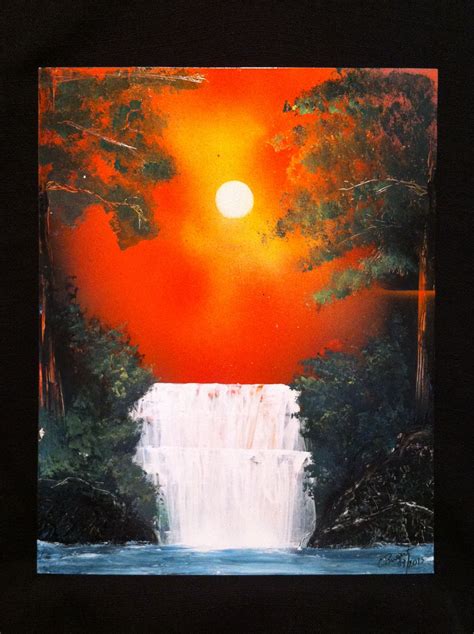 Spray paint art - sunset waterfall | Spray paint art, Spray paint artwork, Waterfall art