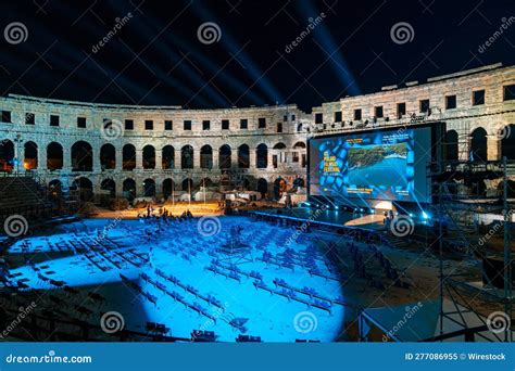 Film Festival Rehearsal in Pula Arena at Night Editorial Image - Image ...