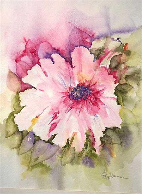 Impressionistic Rose of Sharon Abstract Floral Original - Etsy | Watercolor flower art, Flower ...