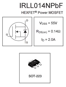 IRLL014N Datasheet - 55V, 2A, N-Ch, MOSFET, SOT-223 ( Pinout )