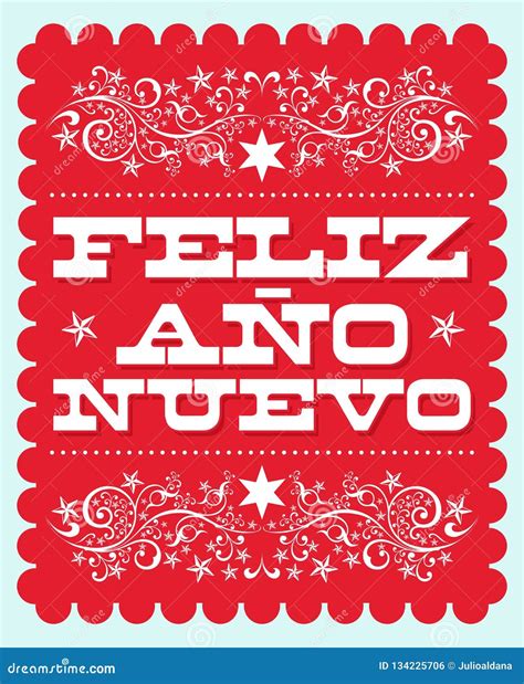 Feliz Ano Nuevo, Happy New Year Spanish Text, Vector Holiday Card ...