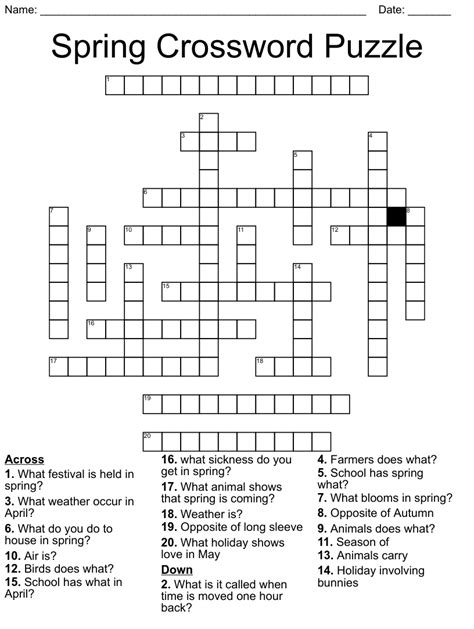 Spring Crossword Puzzles Printable - Free Crossword Puzzles Printable