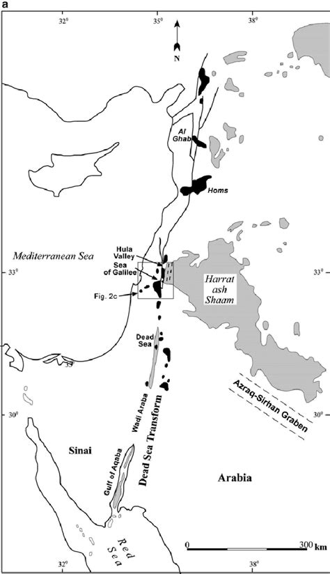 2 ( a ) Volcanism along the Dead Sea Transform fault ( solid black ).... | Download Scientific ...