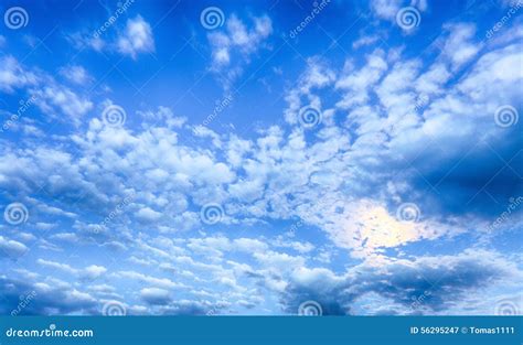 Blue Sky At Night With Moon And Clouds Stock Photo - Image: 56295247