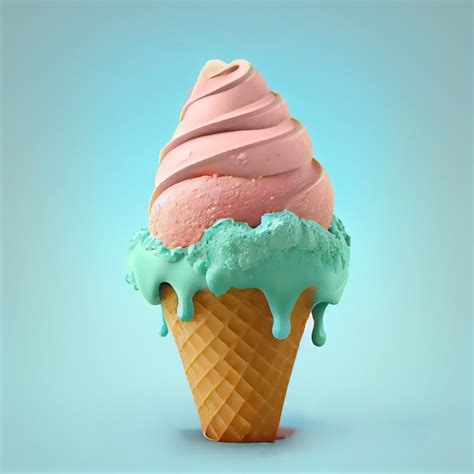 Premium AI Image | Soft serve ice cream in wafer style cone Studio lighting Advertising Ad ...