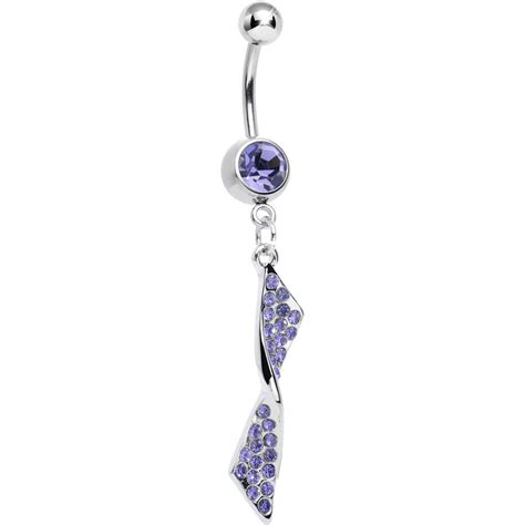 Purple Gem Brilliant Twist Dangle Belly Ring