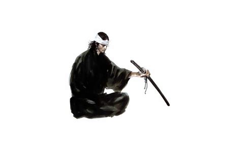 Vagabond Anime Sword Musashi Minimalism White Background Warrior Manga Simple Background ...