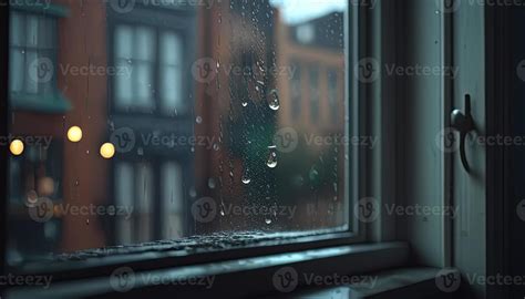 raindrops on window, digital art illustration, 23042767 Stock Photo at ...