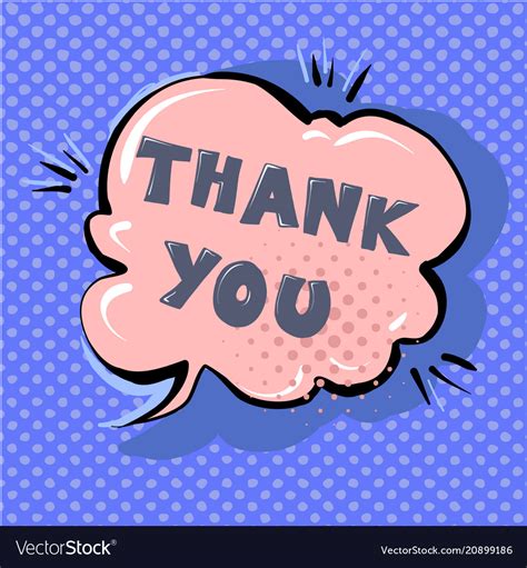 Thank you cute retro cartoon comic style speech Vector Image