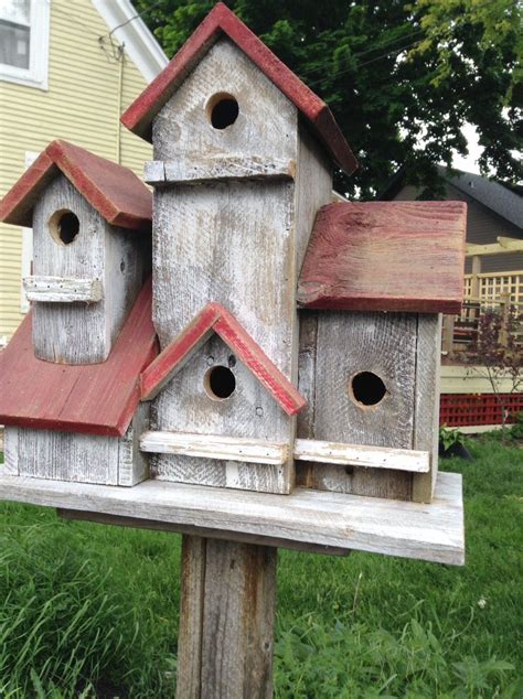 Vintage 4 family birdhouse / NOW ON SALE | Zelfgemaakte vogelhuisjes, Vogelhuisje plannen ...