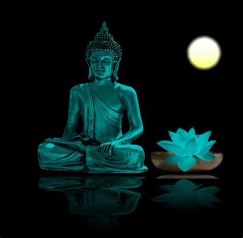 HD wallpaper: closeup photo of Buddha figurine beside glowing lotus flower | Wallpaper Flare