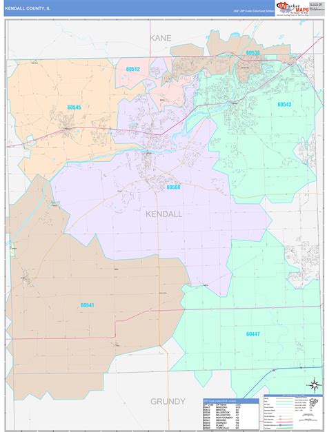 Kendall County, IL Wall Map Color Cast Style by MarketMAPS - MapSales.com