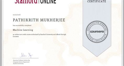 Machine Learning Certified (Stanford University via Coursera)