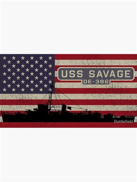 "USS Savage DE-386 WW2 Destroyer Escort Ship Diagram USA American Flag ...