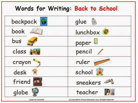 Back to School Words for Writing - Classroom Freebies