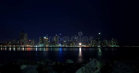 Panama City at night stock photo. Image of skyscraper - 47782060