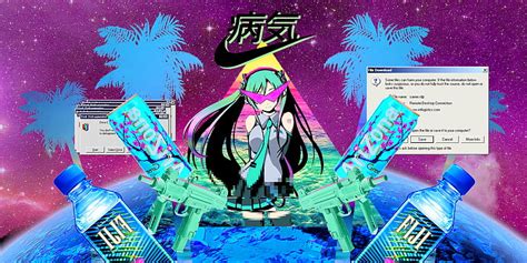 HD wallpaper: vaporwave, anime girls, Hatsune Miku, windows98, representation | Wallpaper Flare