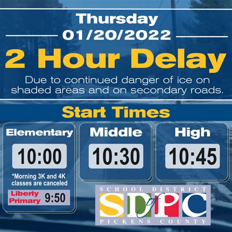 Two-Hour Delay on Thursday, January 20, 2022 | Liberty Middle School