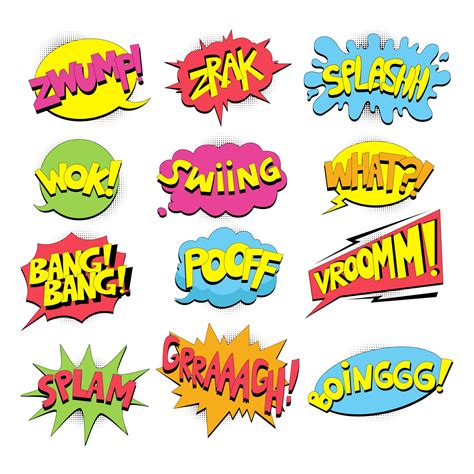 Set of colorful comic speech bubbles different shapes with halftone ...