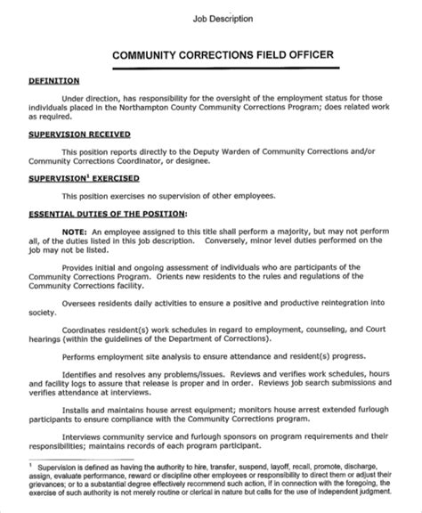 FREE 7+ Sample Correctional Officer Job Description Templates in PDF