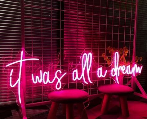 It Was All A Dream Neon Sign, Neon Sign Bedroom, Neon Sign Art, Led Light Sign Home Living Room ...