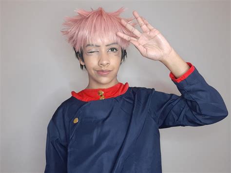 Uwowo Jujutsu Kaisen Yuji Itadori Cosplay Wig 28cm Pink&Black Short Ha – Uwowo Cosplay