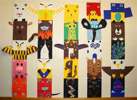 welcome to art class: 4th grade totem pole animals! | Totem pole animals, Totem pole art, Pole art